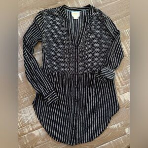 Anthropologie Maeve black-and-white print blouse 0